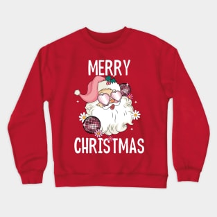 Retro Pink Santa Merry Christmas Crewneck Sweatshirt